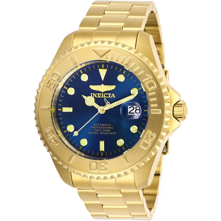 Invicta Men Pro Diver Automatic Blue Dial Gold Tone