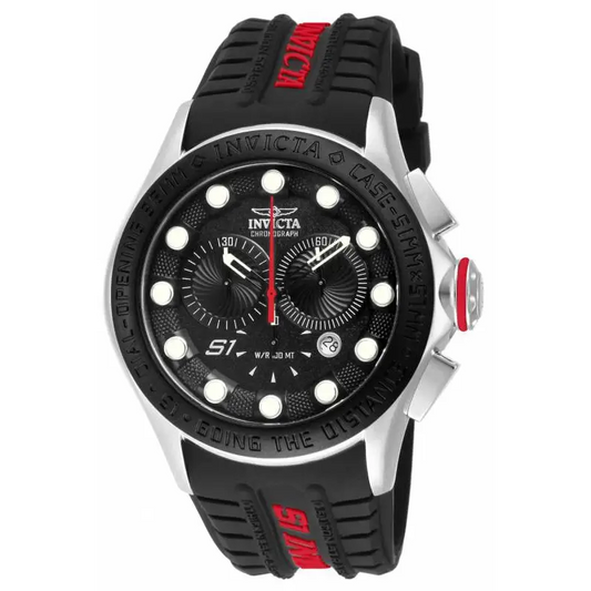 Invicta Men S1 Rally Chronograph Stainless Steel Black Red