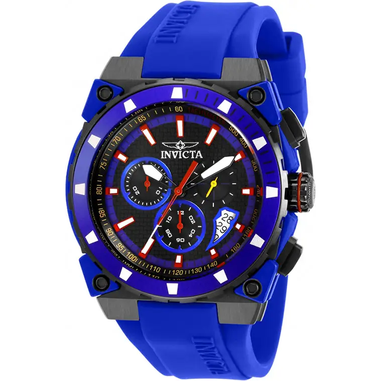 Invicta Men S1 Rally Quartz 100m Black Stainless Steel/Blue