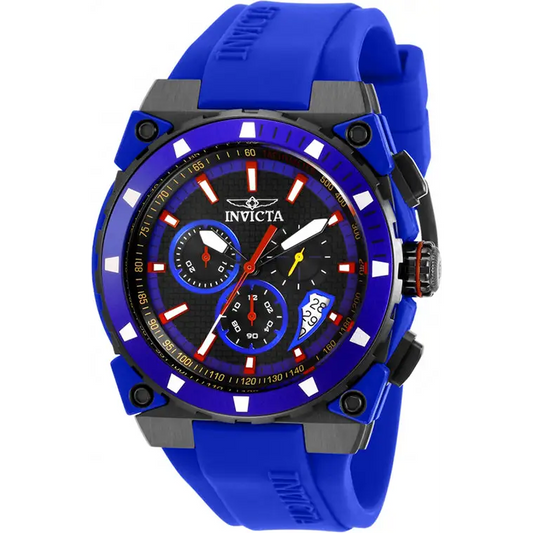 Invicta Men S1 Rally Quartz 100m Black Stainless Steel/Blue