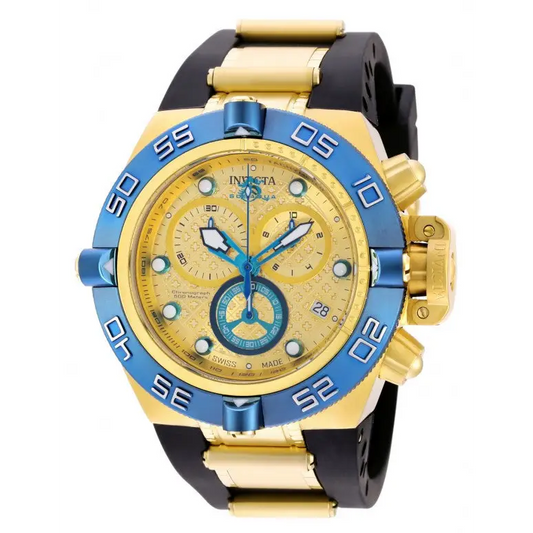 Invicta Men Subaqua Chrono 500m Gold Plated Case Black