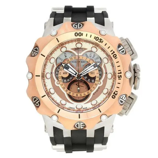 Invicta Men Venom Chrono 500m Rose Gold Plated Case Black