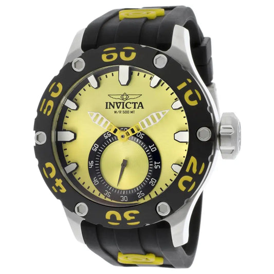 Invicta Men’s 12705 Russian Diver Quartz 3 Hand Yellow Dial