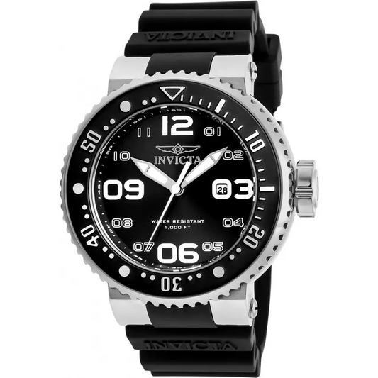 Invicta Men’s 21518 Pro Diver Quartz 3 Hand Black Dial Watch