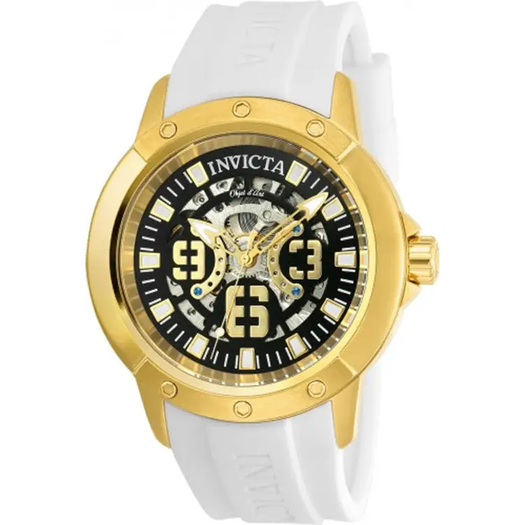 Invicta Men’s 22630 Objet D Art Black & Silver Semi-Skeleton