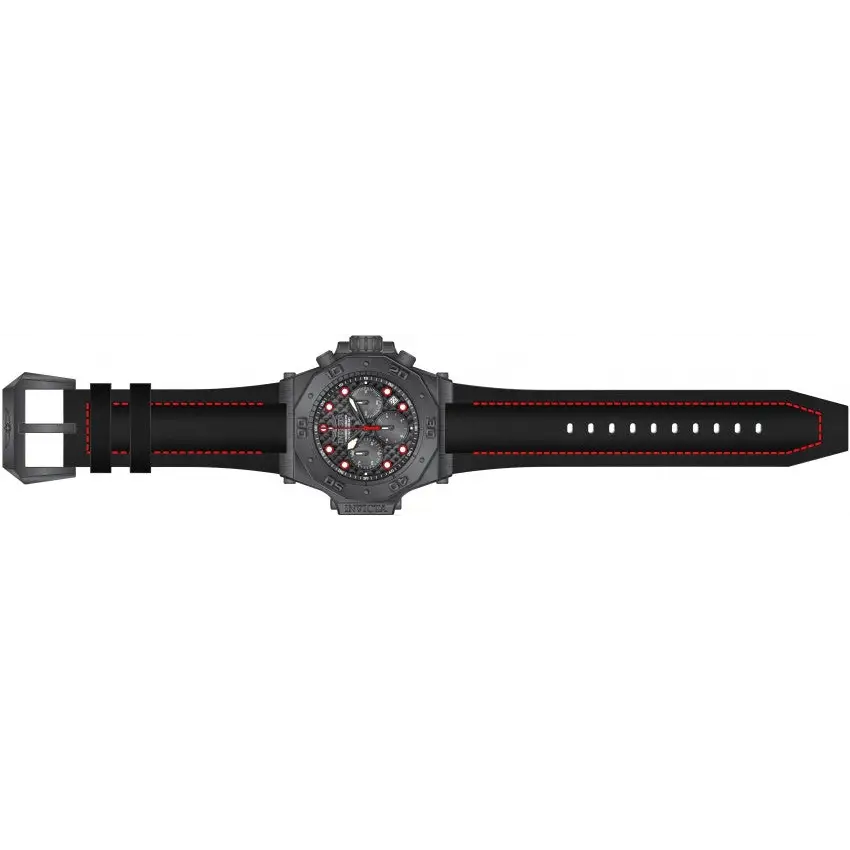 Invicta Men’s Akula Stainless Steel Black/Red Leather 300m
