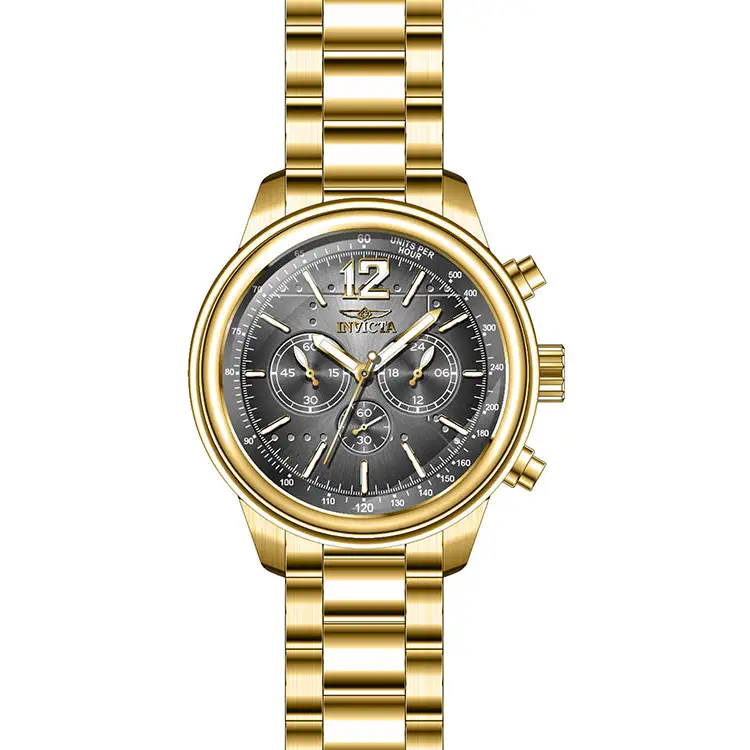 Invicta Men’s Aviator Quartz Black Dial Gold Tone Stainless