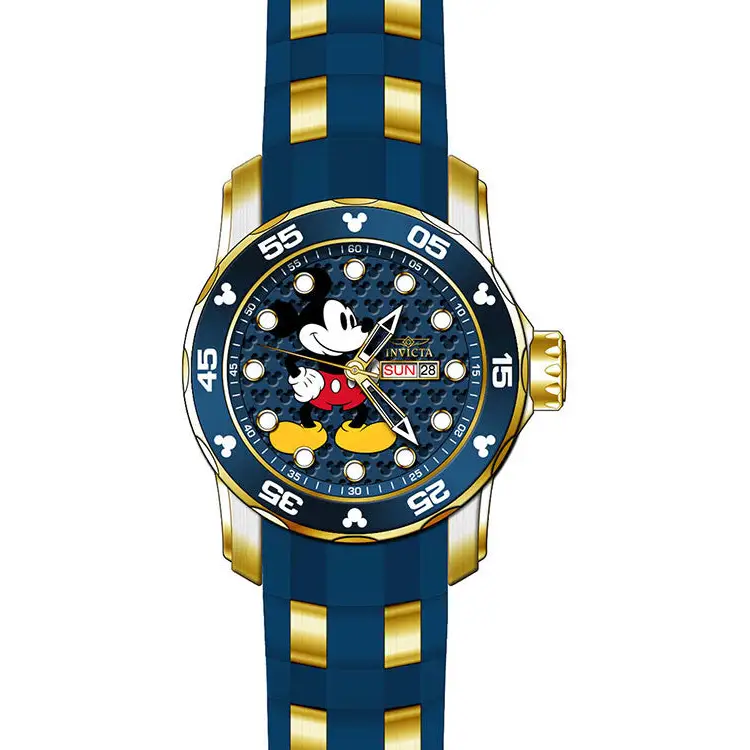 Invicta Men’s Disney Quartz 3 Hand Silicone Strap Blue Dial