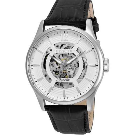 Invicta Men’s Objet D’Art Automatic Black Leather Watch