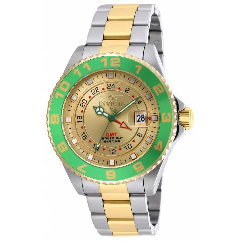 Invicta Men’s Pro Diver 200m Green Bezel Two Toned Stainless