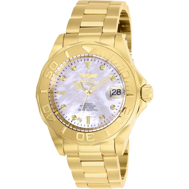 Invicta Men’s Pro Diver 200m Stainless Steel Gold Plated