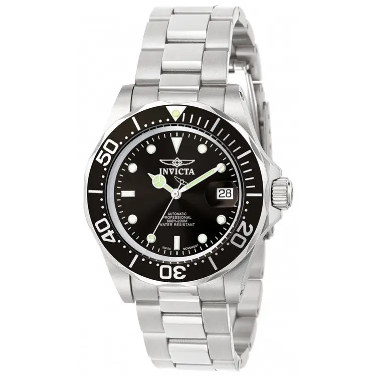 Invicta Men’s Pro Diver Date Display Black Dial Stainless