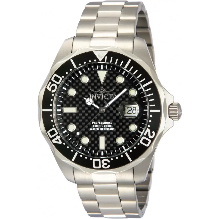 Invicta Men’s Pro Diver Quartz 3 Hand Black Dial Watch 12562