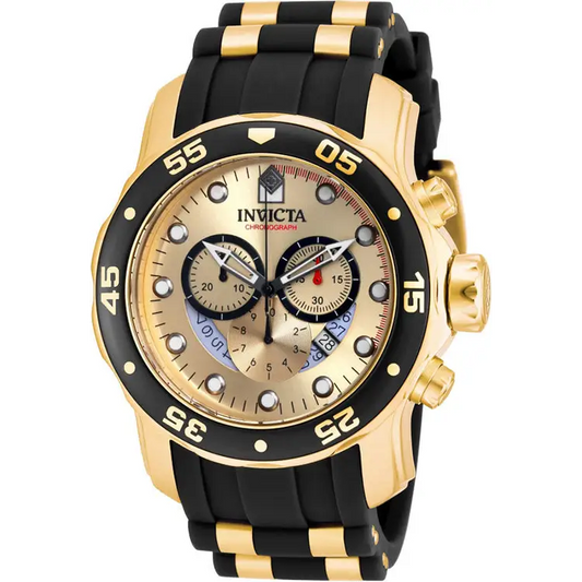 Invicta Men’s Pro Diver Quartz 3 Hand Gold Dial Watch 17566