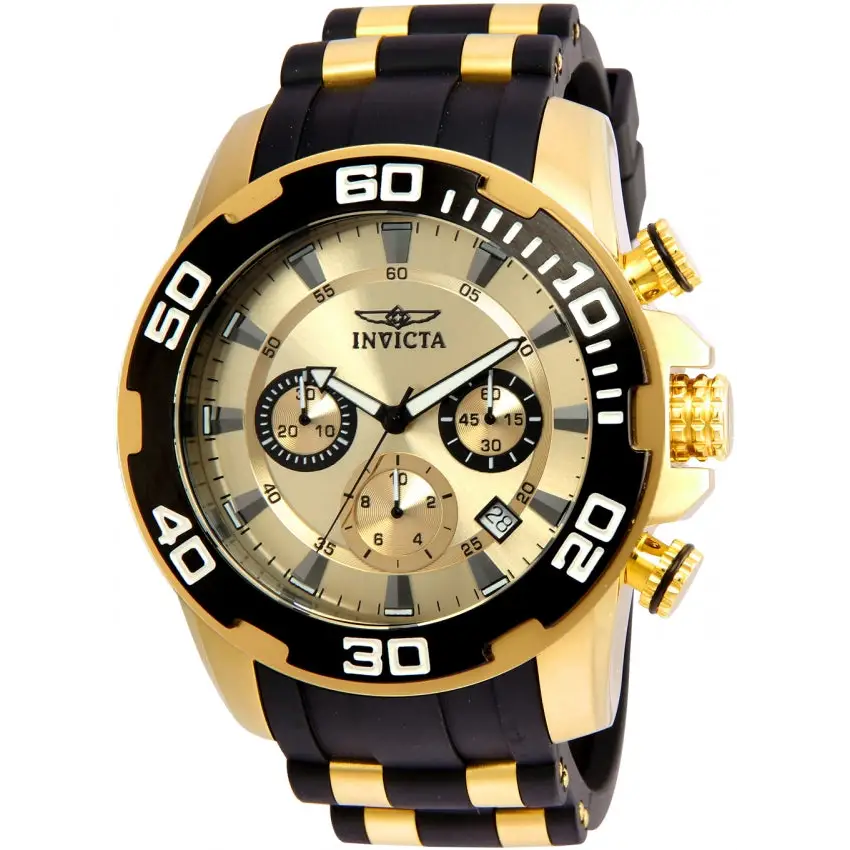 Invicta Men’s Pro Diver Quartz Chronograph Gold Dial Watch
