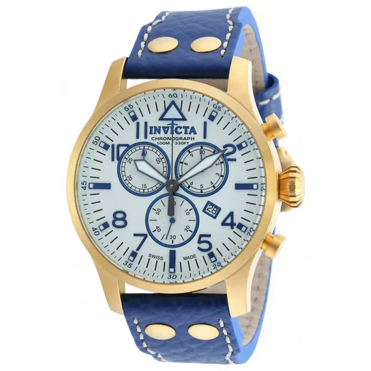 Invicta Men’s Reserve Chronograph Gold Plated Case Blue