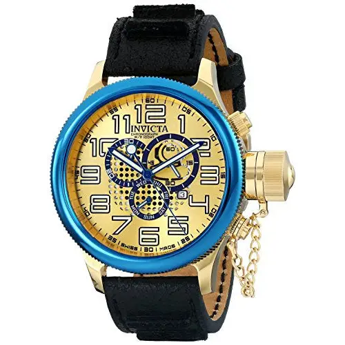 Invicta Men’s Russian Diver Chronograph Gold Tone Case Black