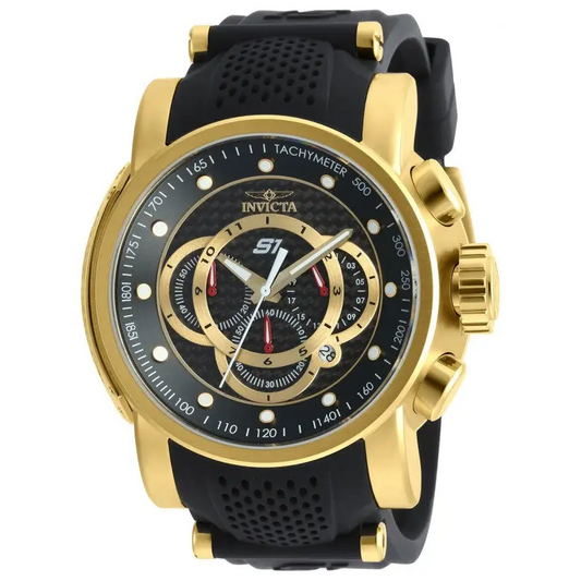 Invicta Men’s S1 Rally Chrono Black Dial Gold Plated Black