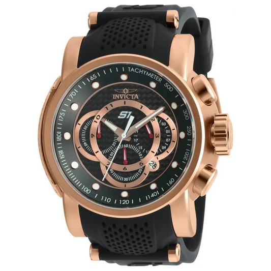 Invicta Men’s S1 Rally Chrono Black Dial Rose Gold Black