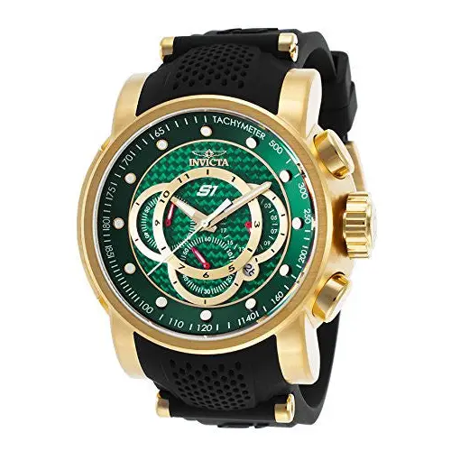 Invicta Men’s S1 Rally Chrono Green Dial Gold Plated Black