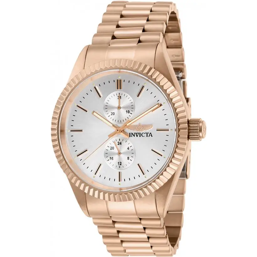 Invicta Men’s Specialty Silver Dial Rose Gold Tone Stainless
