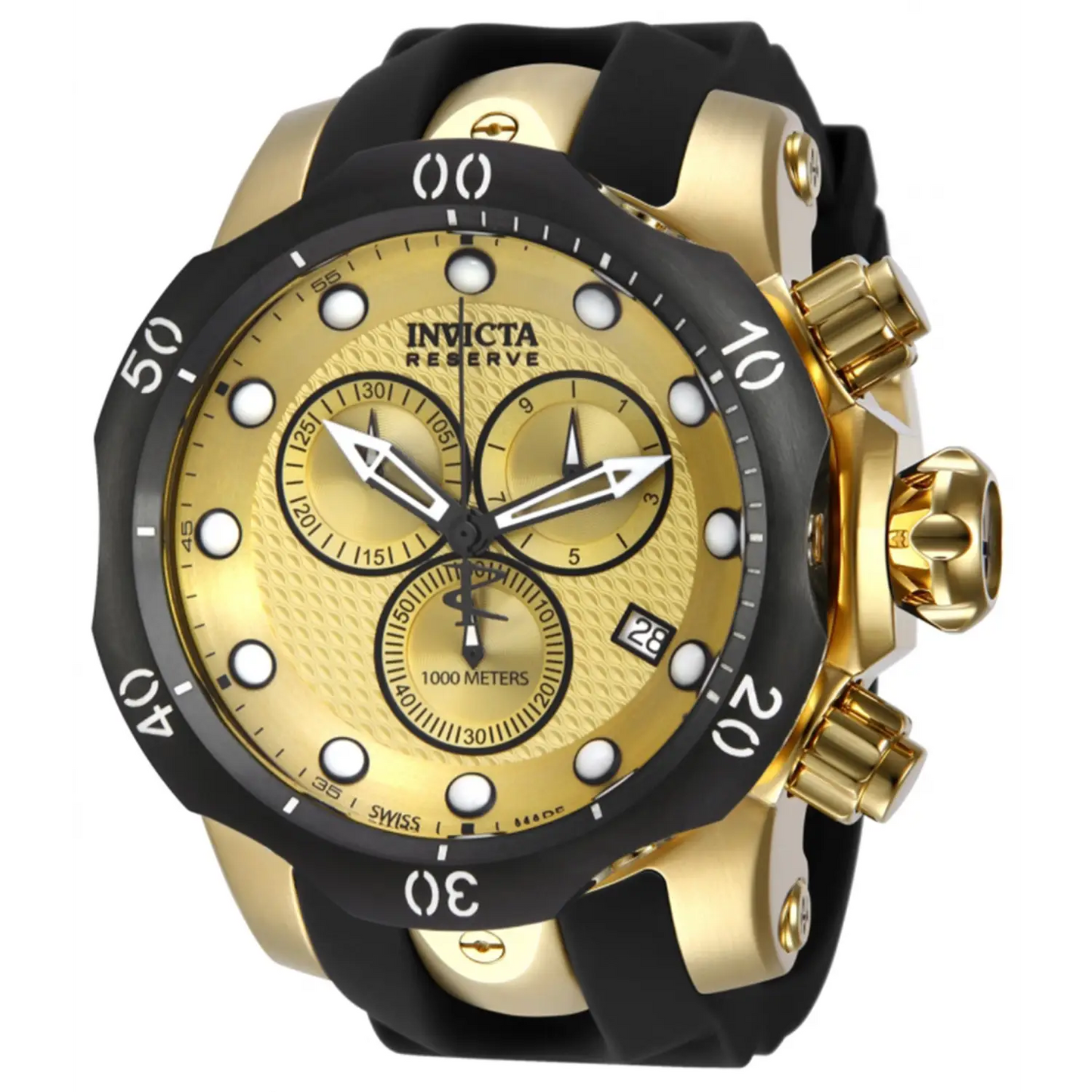 Invicta Men’s Venom Chronograph 1000m Gold Plated Black