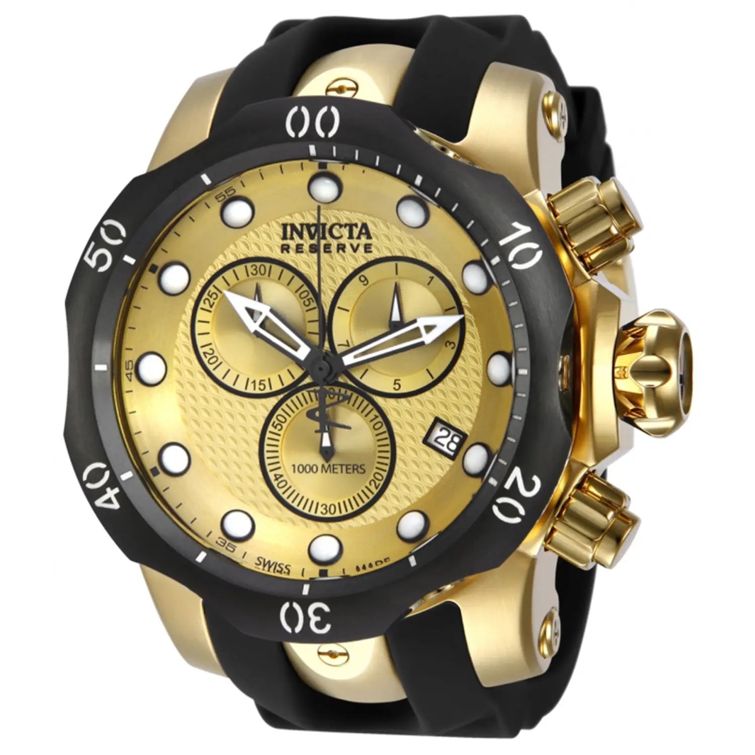Invicta Men’s Venom Chronograph 1000m Gold Plated Black