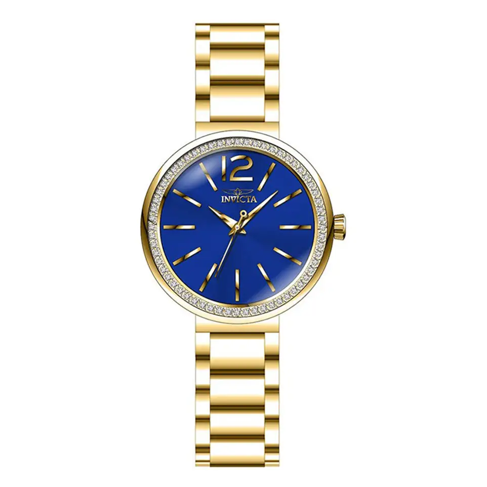 Invicta Women Angel Quartz 100m Blue Dial Gold Tone