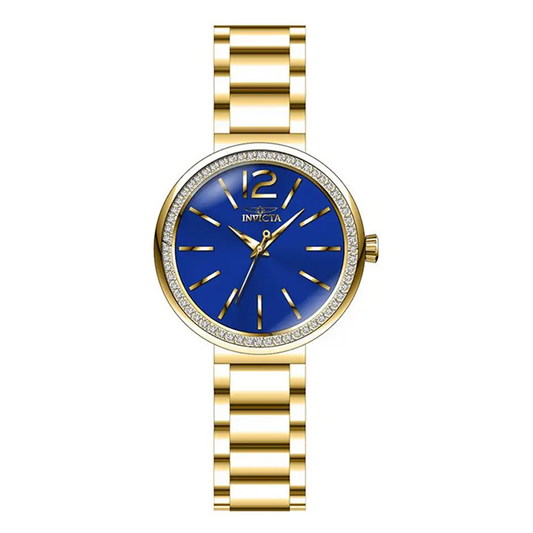 Invicta Women Angel Quartz 100m Blue Dial Gold Tone
