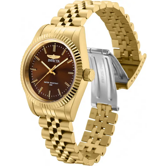 Invicta Women Specialty Quartz Brown Dial Gold Tone