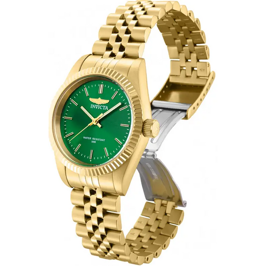 Invicta Women Specialty Quartz Green Dial Gold Tone