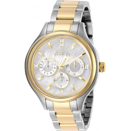 Invicta Women’s 28655 Angel Quartz 3 Hand White Dial Watch -