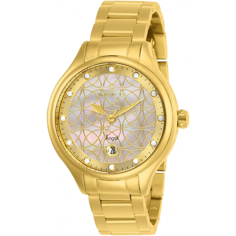 Invicta Women’s Angel Quartz 100m MOP Gold Tone Stainless