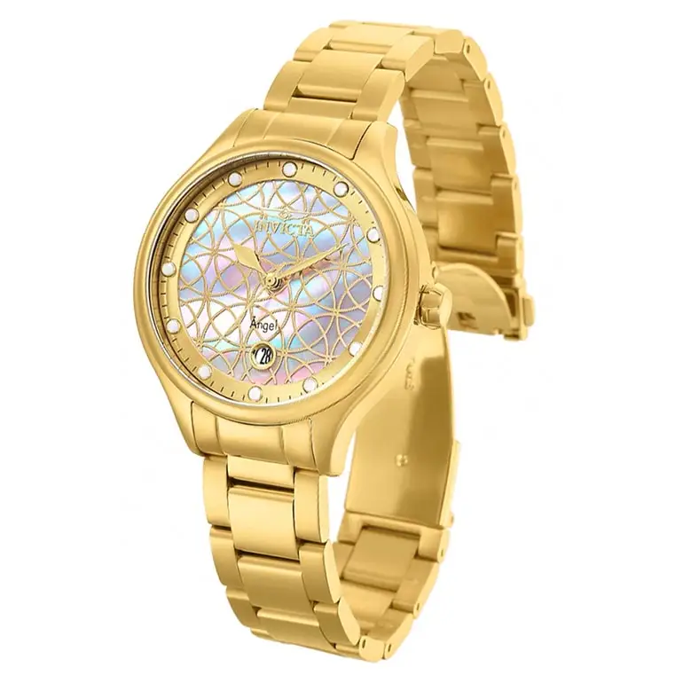 Invicta Women’s Angel Quartz 100m MOP Gold Tone Stainless