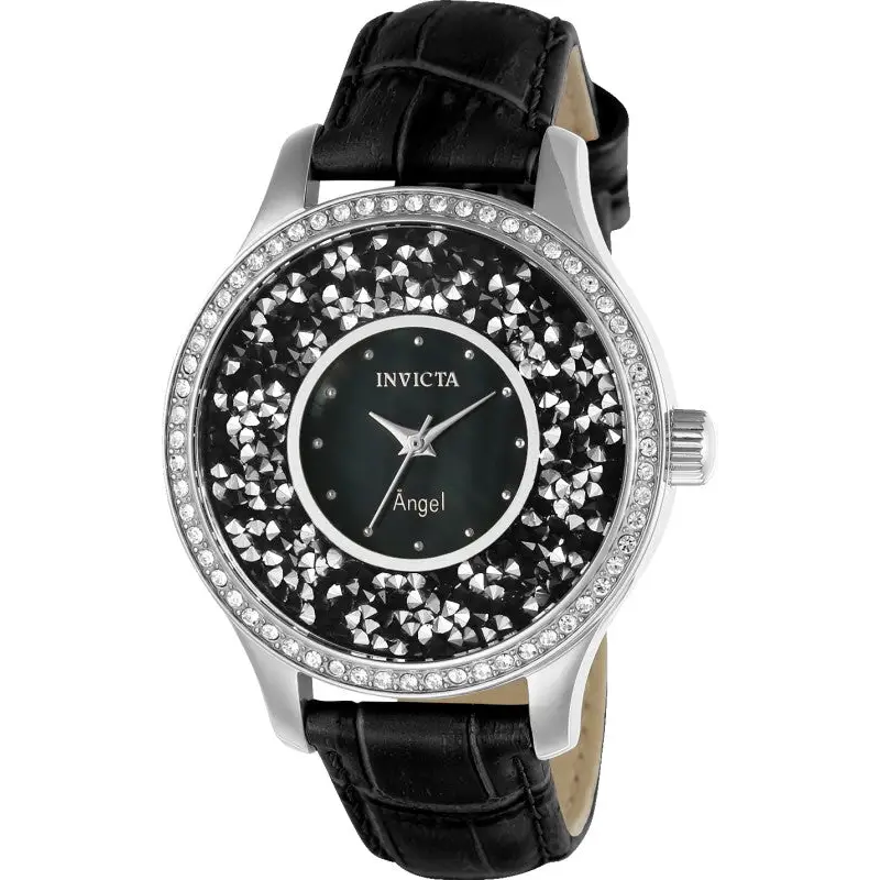 Invicta Women’s Angel Quartz 3 Hand Black Dial Watch 24592 -