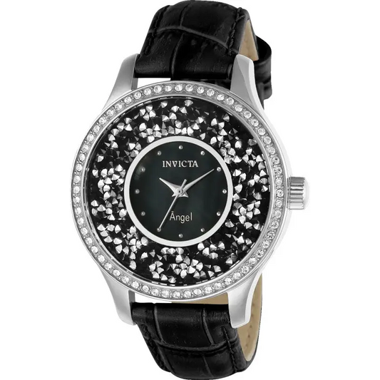 Invicta Women’s Angel Quartz 3 Hand Black Dial Watch 24592 -