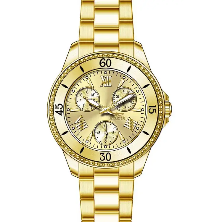 Invicta Women’s Angel Quartz 3 Hand Gold Dial Watch 21683 -