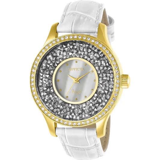 Invicta Women’s Angel Quartz 3 Hand White Dial Watch 24589 -