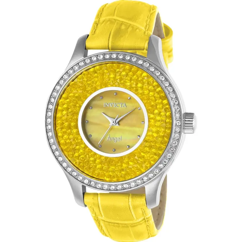 Invicta Women’s Angel Quartz 3 Hand Yellow Dial Watch 24587