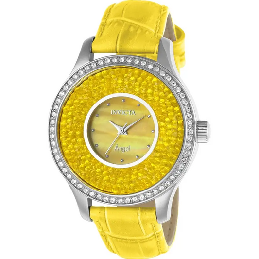 Invicta Women’s Angel Quartz 3 Hand Yellow Dial Watch 24587