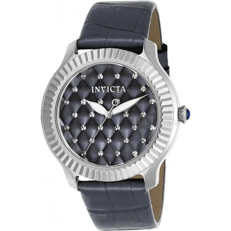 Invicta Women’s Angel Quartz Grey Patterned Dial Leather