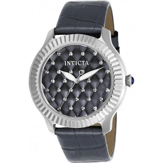 Invicta Women’s Angel Quartz Grey Patterned Dial Leather