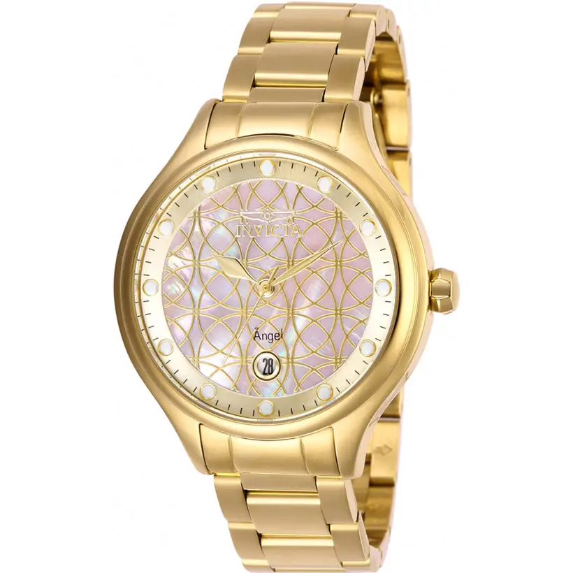 Invicta Women’s Angel Quartz MOP 100m Gold Tone Stainless