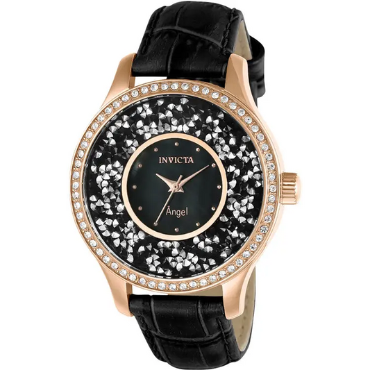 Invicta Women’s Angel Rose Gold-Plated S. Steel Black