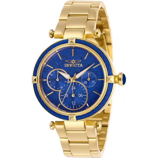 Invicta Women’s Bolt Quartz Blue Dial 100m Gold Tone