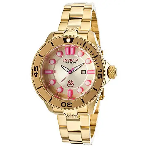 Invicta Women’s Pro Diver 300m Quartz Gold Plated Stainless