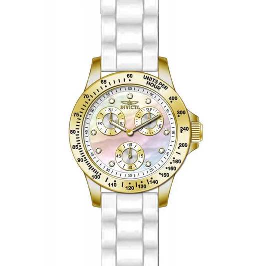 Invicta Women’s Speedway Chrono 100m Gold Plated Case White