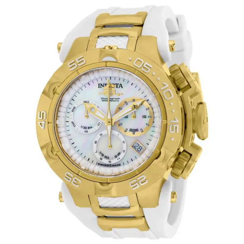 Invicta Women’s Subaqua Chronograph 500m Gold-Tone and White