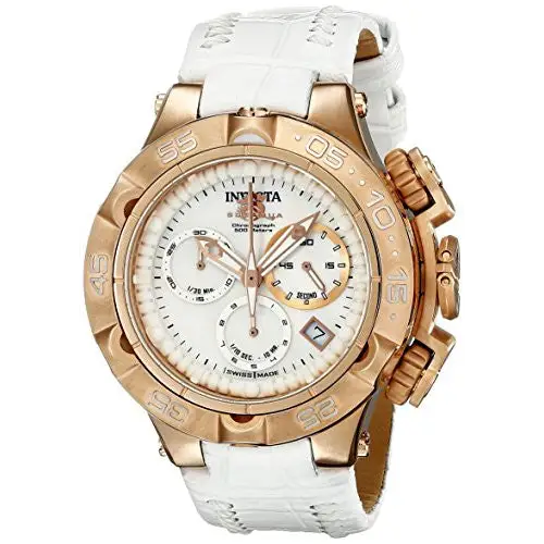Invicta Women’s Subaqua Chronograph 500m White Leather Watch