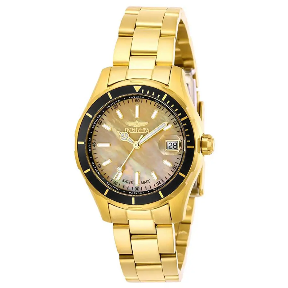 Invicta Women’s Swiss Quartz 100m MOP Gold Tone Stainless